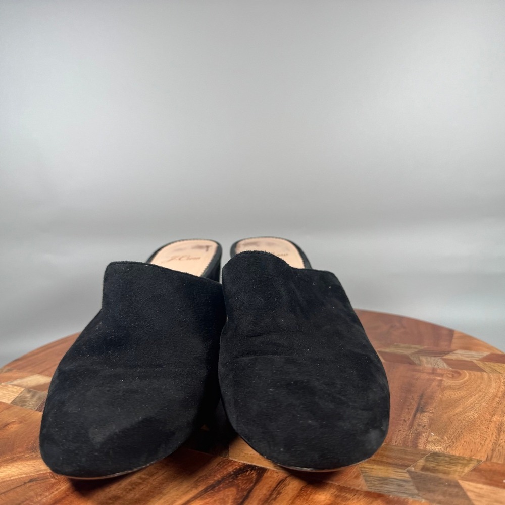 J.Crew Womens Black Suede Block Heel Mules Round Toe Slip On Shoes Size 8 J8524 - Picture 2 of 7